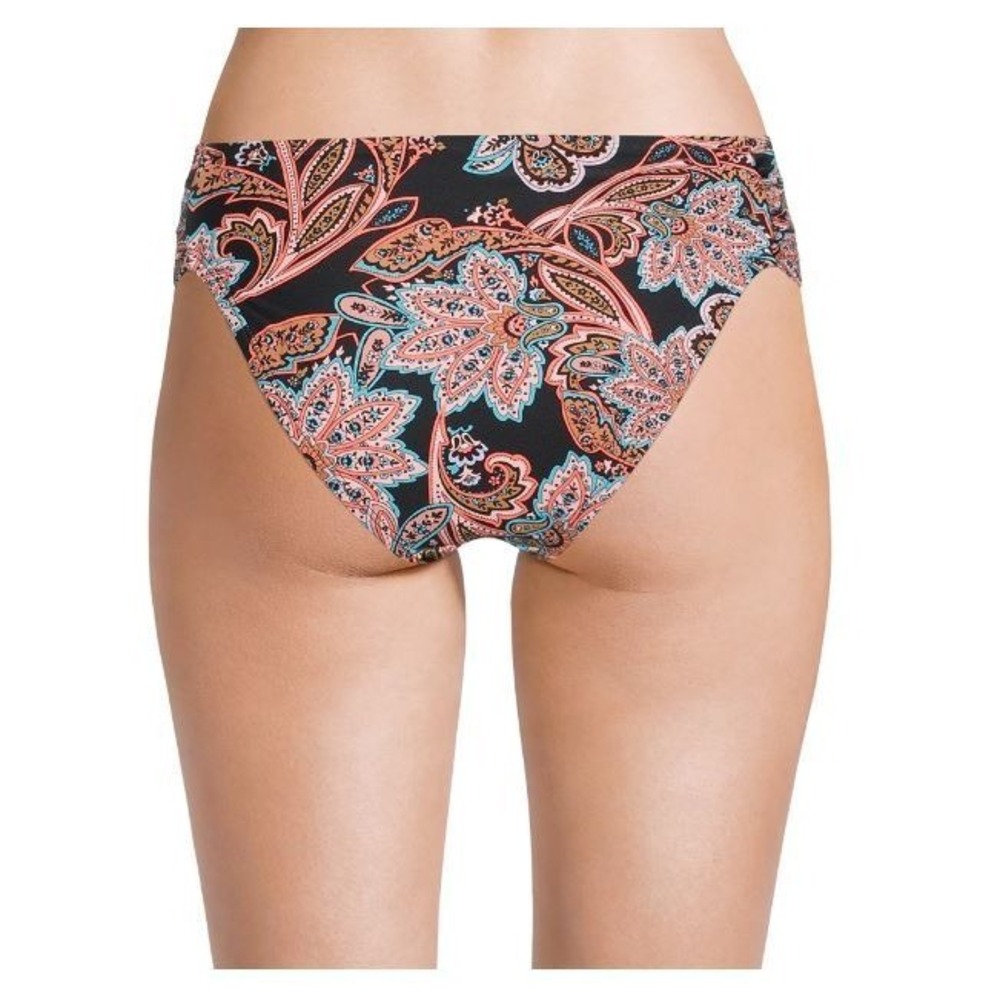 NEW Time & Tru Low Rise Cheeky Bikini Swim Bottoms Black Paisley size 2X 20w-22w